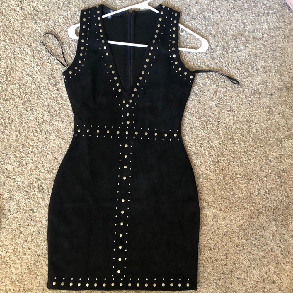 Missguided Black Suede Studded Party Dress